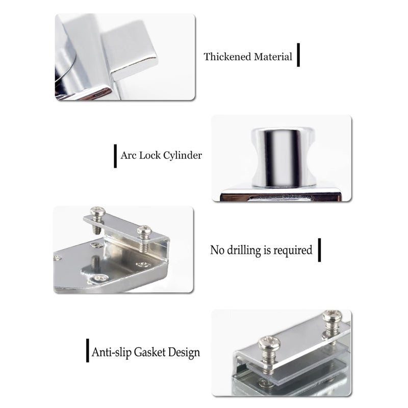 XIEHE Display Cabinet Lock Glass Showcase Lock 417 Double Glass Door Locker (1 Pcs, Chrome, keyed Different) - Image 3